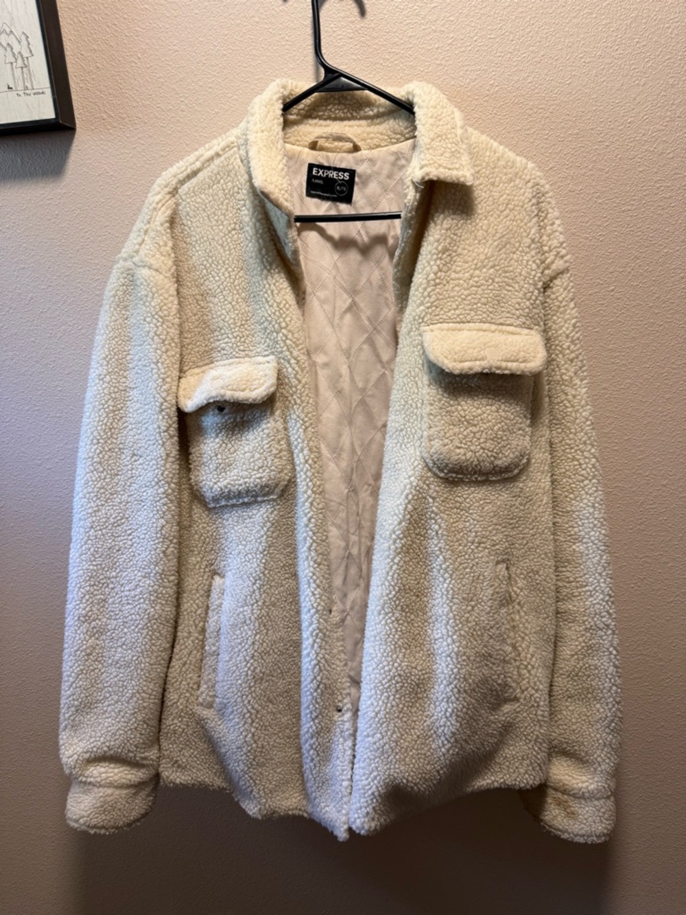 Express Cream Quilted Sherpa Jacket